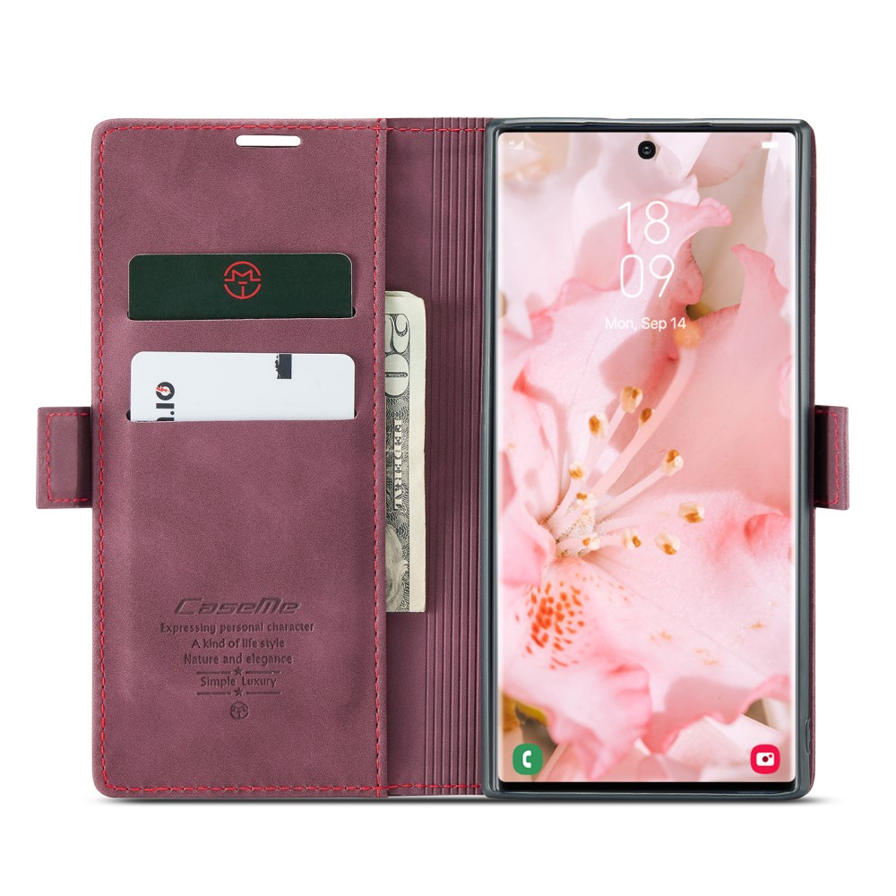Samsung Galaxy S23 Ultra 5G Leder Tasche Flip Wallet Etui mit Kartenfächern - Rot
