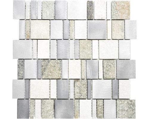 Natuursteenmozaïek XSA 515 zilver/grijs 30x30 cm