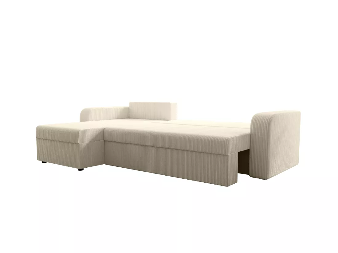 Canapé d'angle convertible et réversible en velours côtelé beige ONABIA