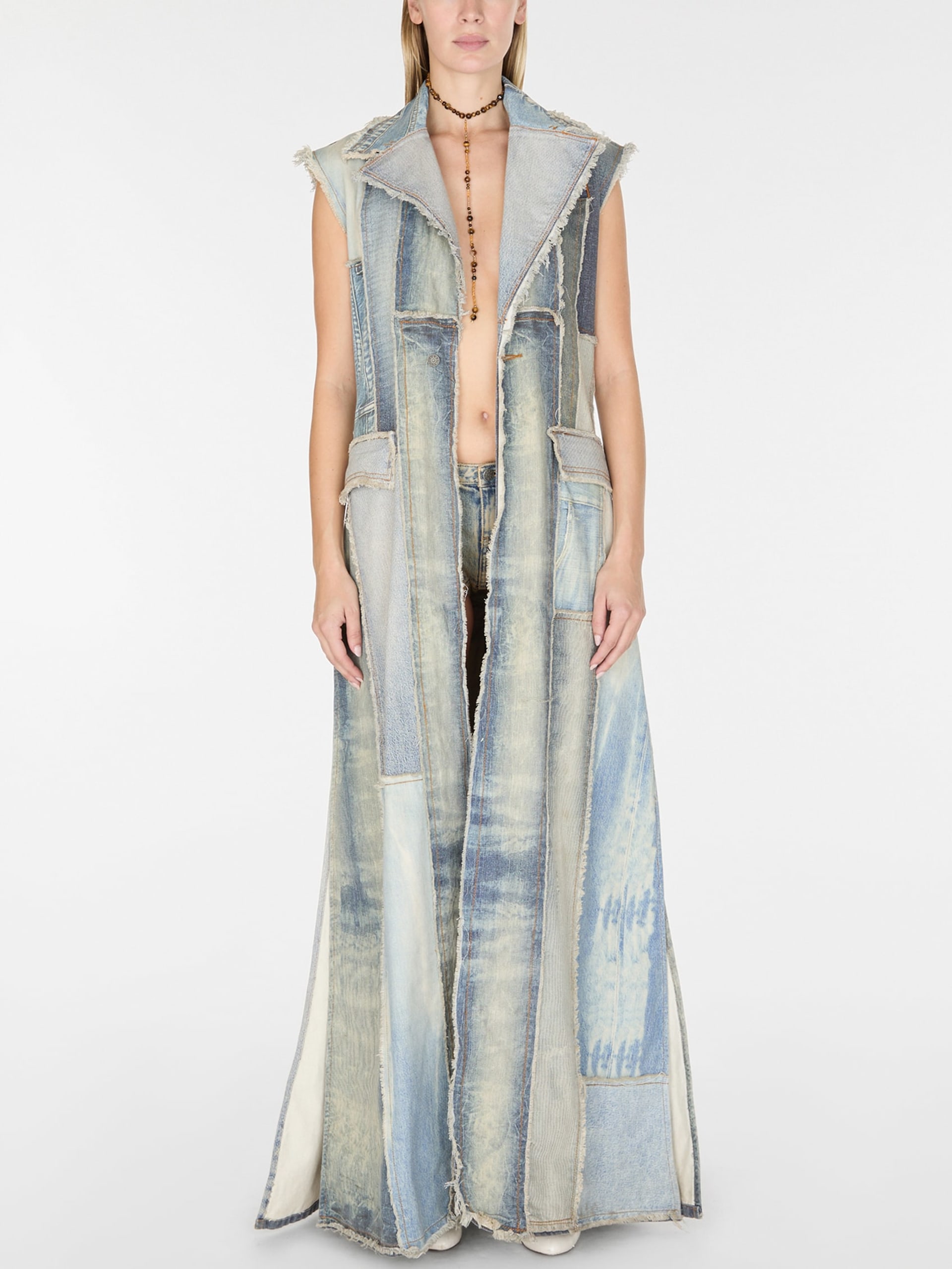 colete de jeans patchwork