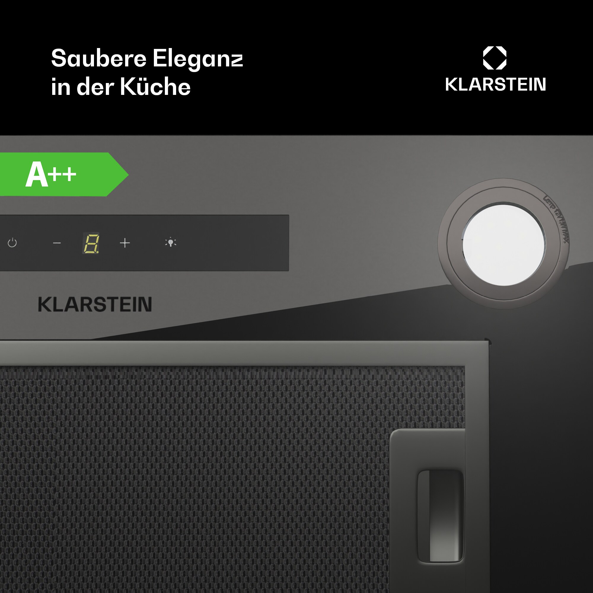 Paolo 52 Dunstabzugshaube Einbau 52 cm 439 m³/h LED Touch A++ Schwarz