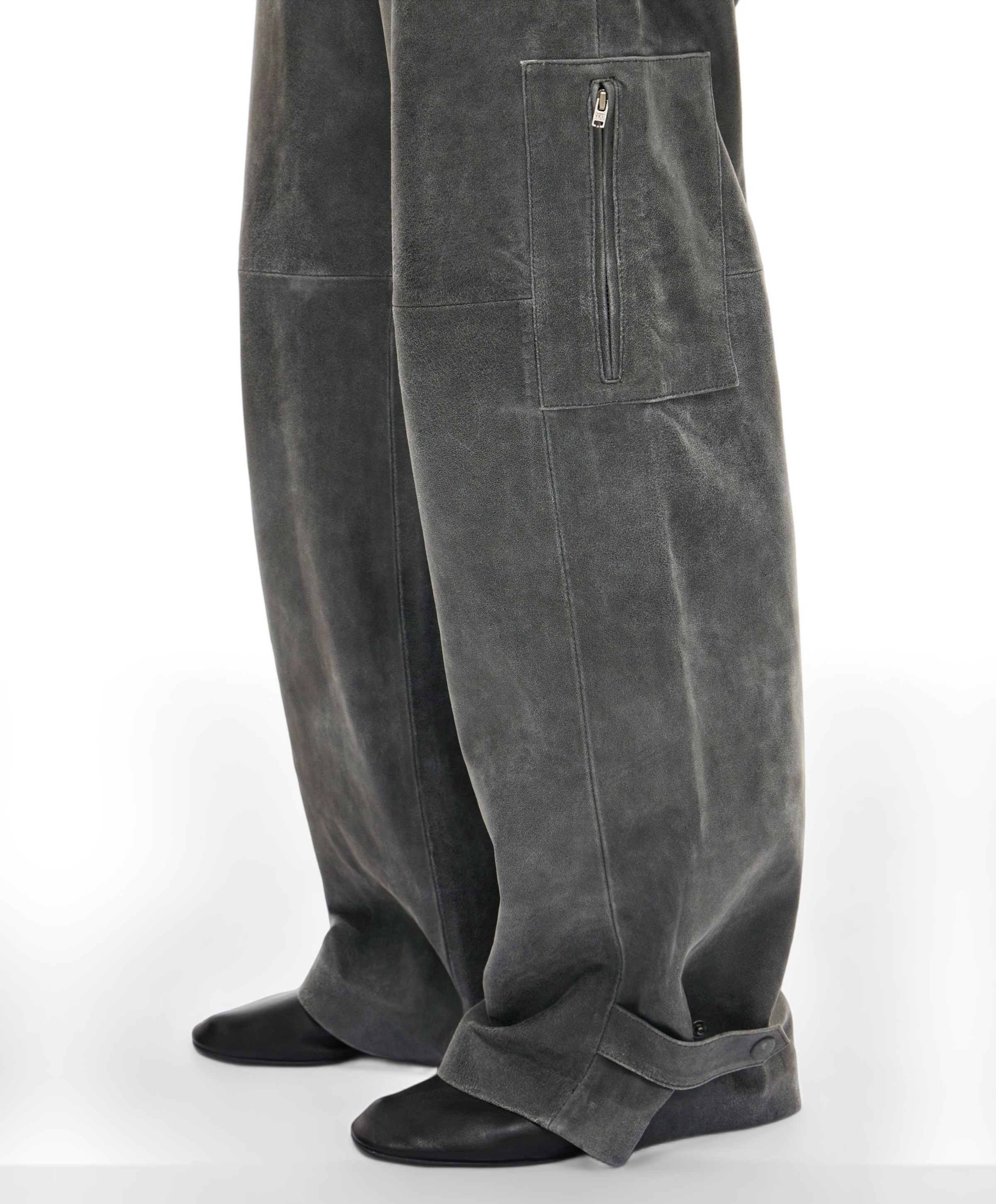 Rouge Edit ROUBROOKLYN RW W/F LEATHER TROUSERS dames broek grijs