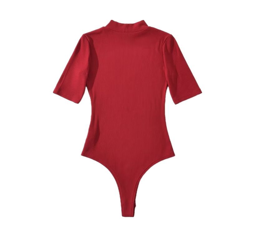 Hollahop - Bodytop met korte mouwen en mockneck, effen