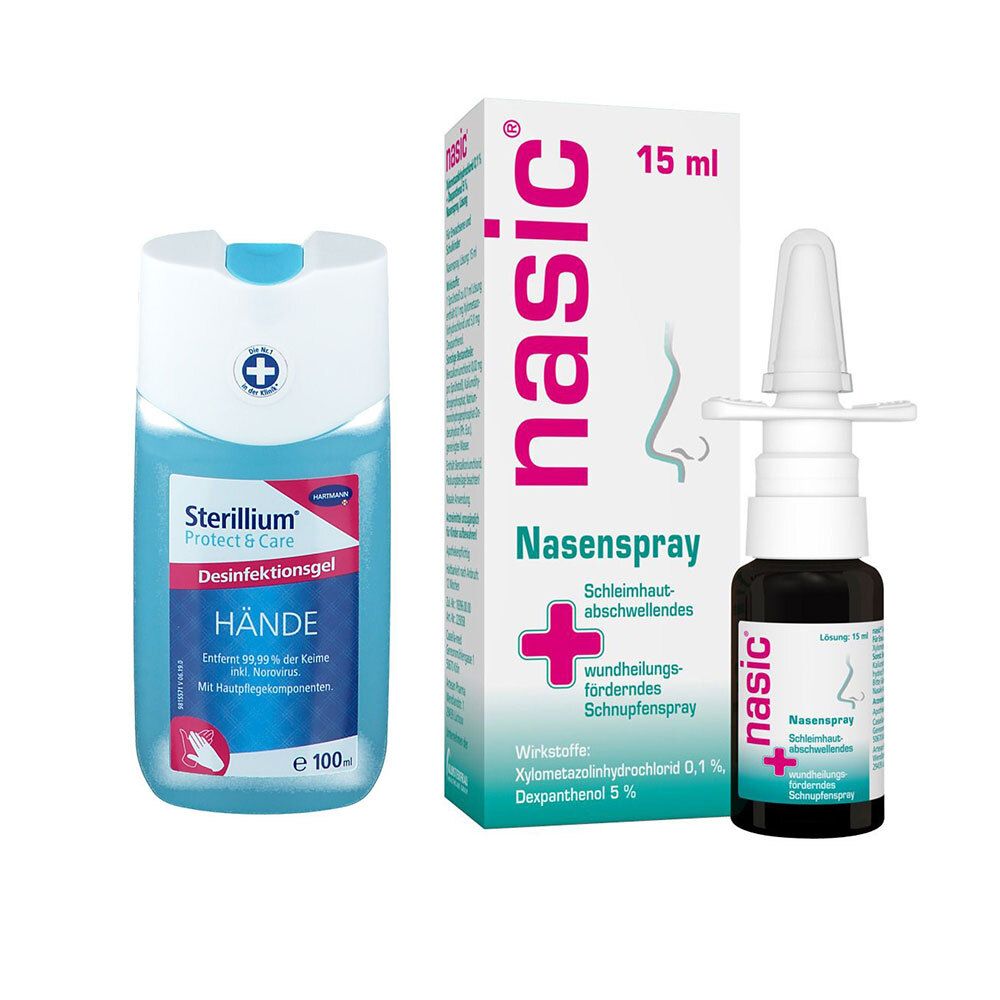 Sterillium® Protect & Care Händedesinfektion + nasic® Nasenspray
