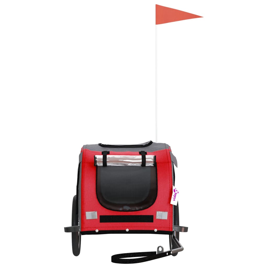 Remorque de vélo pour animaux de compagnie rouge et gris