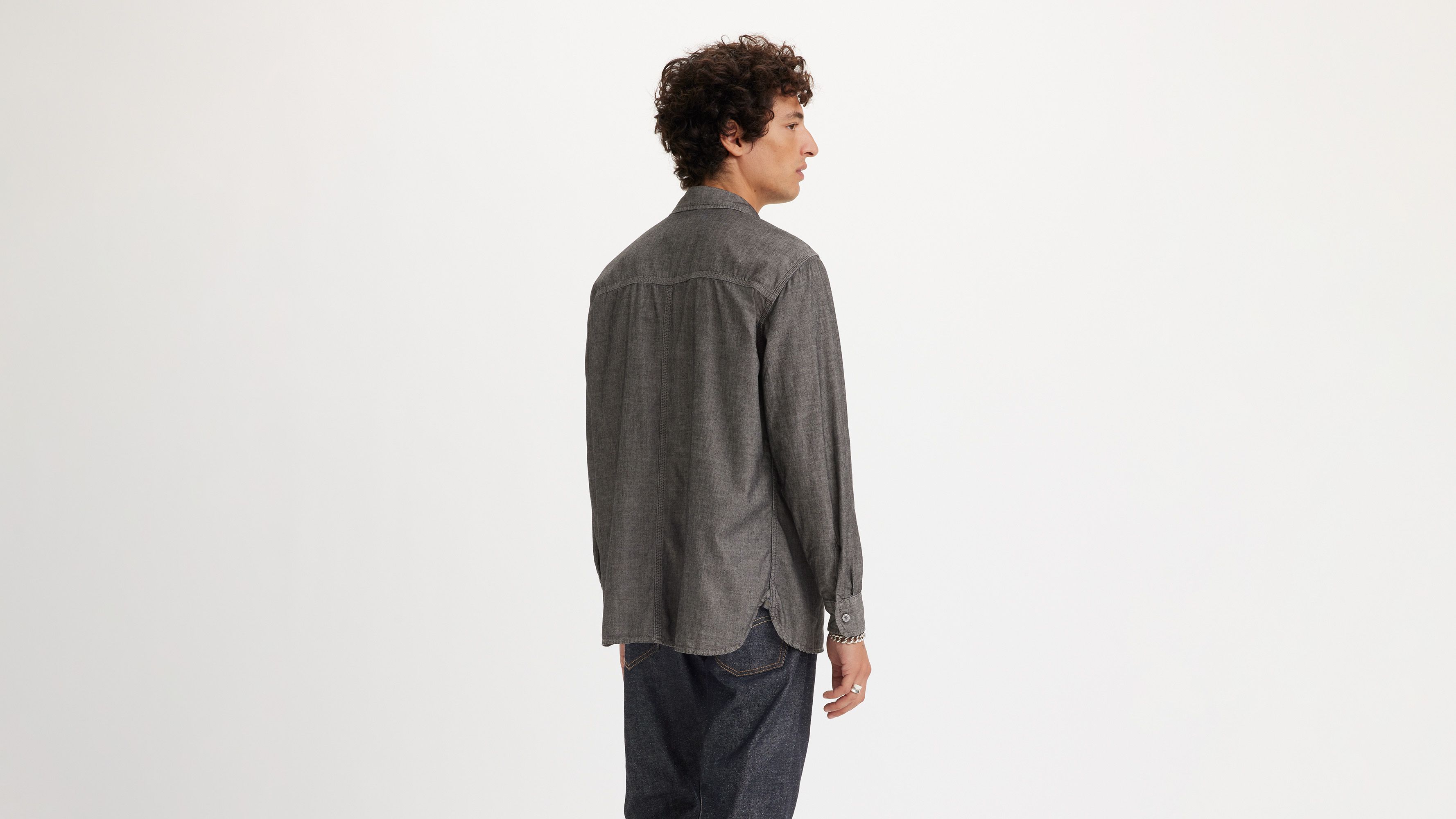 Chemise Worker manches longues Auburn - Riley Black Chambray - Noir