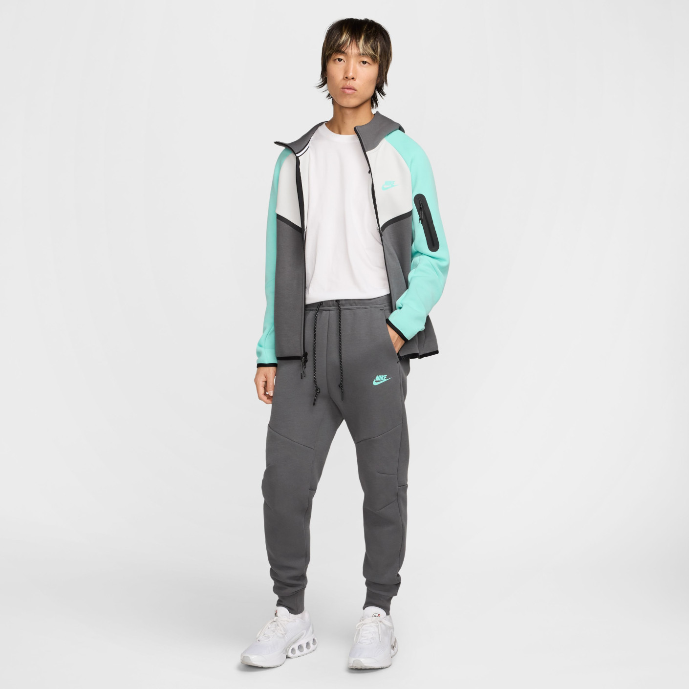 Nike Tech Fleece Sportswear Joggingbroek Donkergrijs Turquoise Zwart