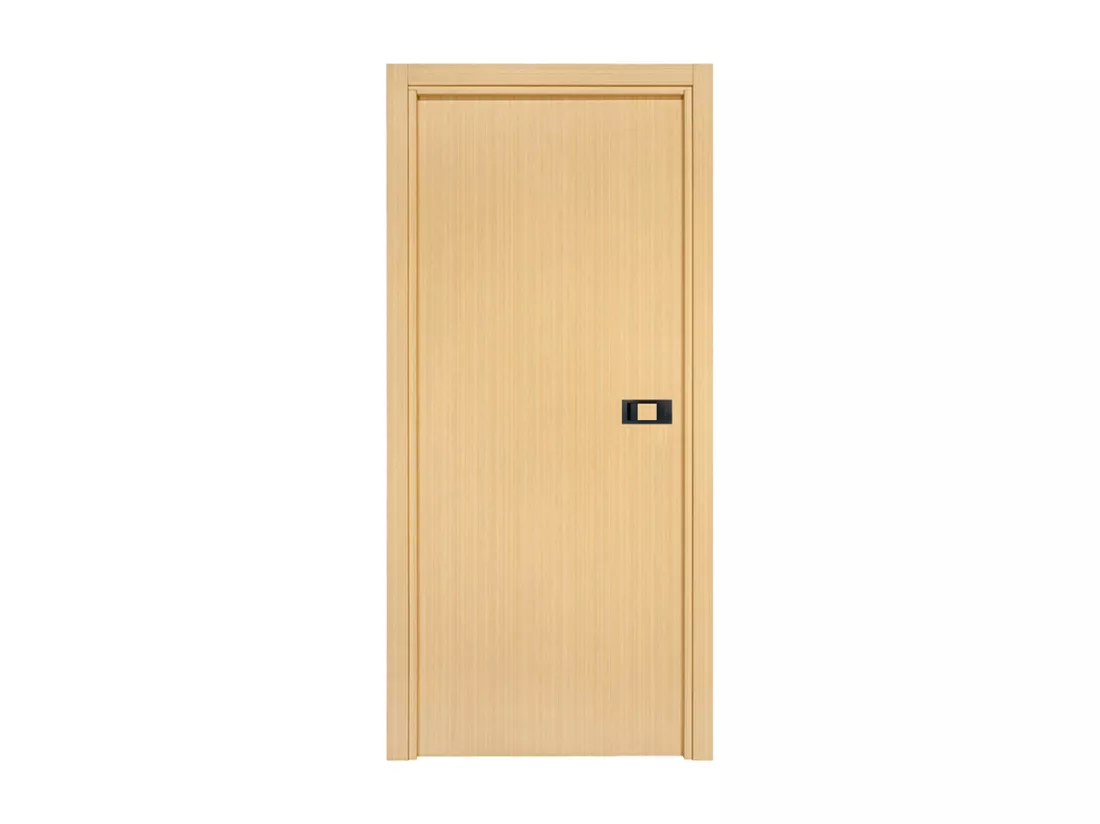 Bloc-porte pose fin de chantier collection Premium Miro avec poignée Exclusive noire, H.204 x l.83 cm, aspect chêne clair, réversible