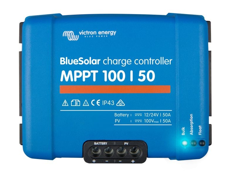 Victron Solarladeregler BlueSolar MPPT 100/50 12-24 V 50A MPPT- Regler mit einem Wirkungsgrad von über 98%