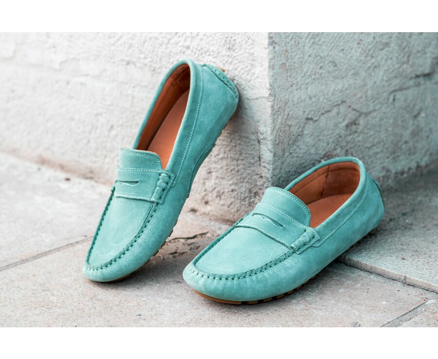 Mocassin été homme Velours Vert Menthe - FERGUSON
