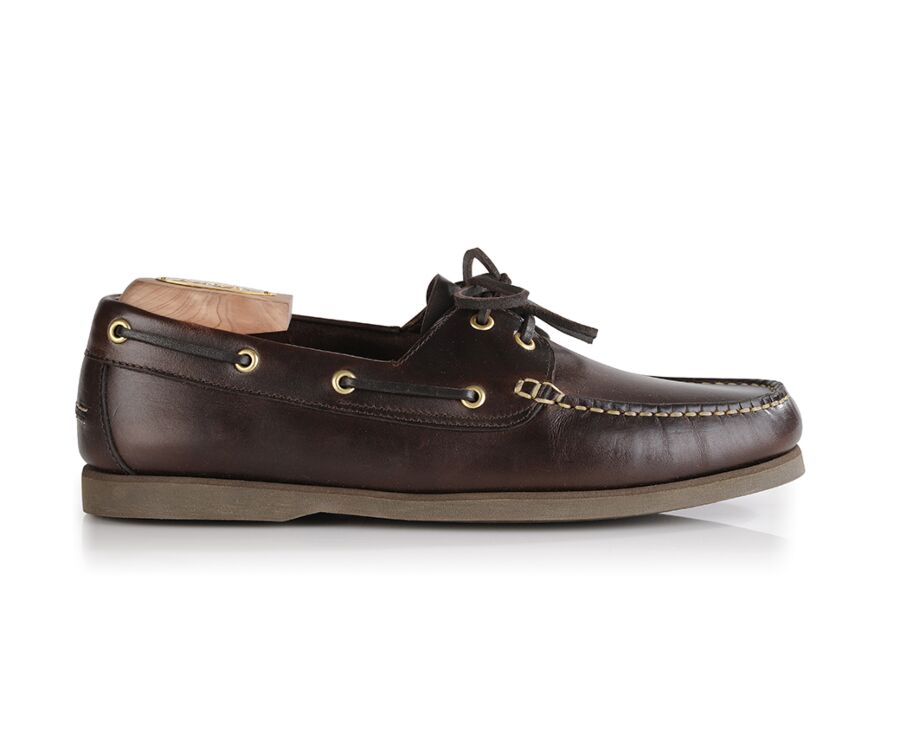 Chaussures bateau homme cuir Marron Foncé - TRAWLER