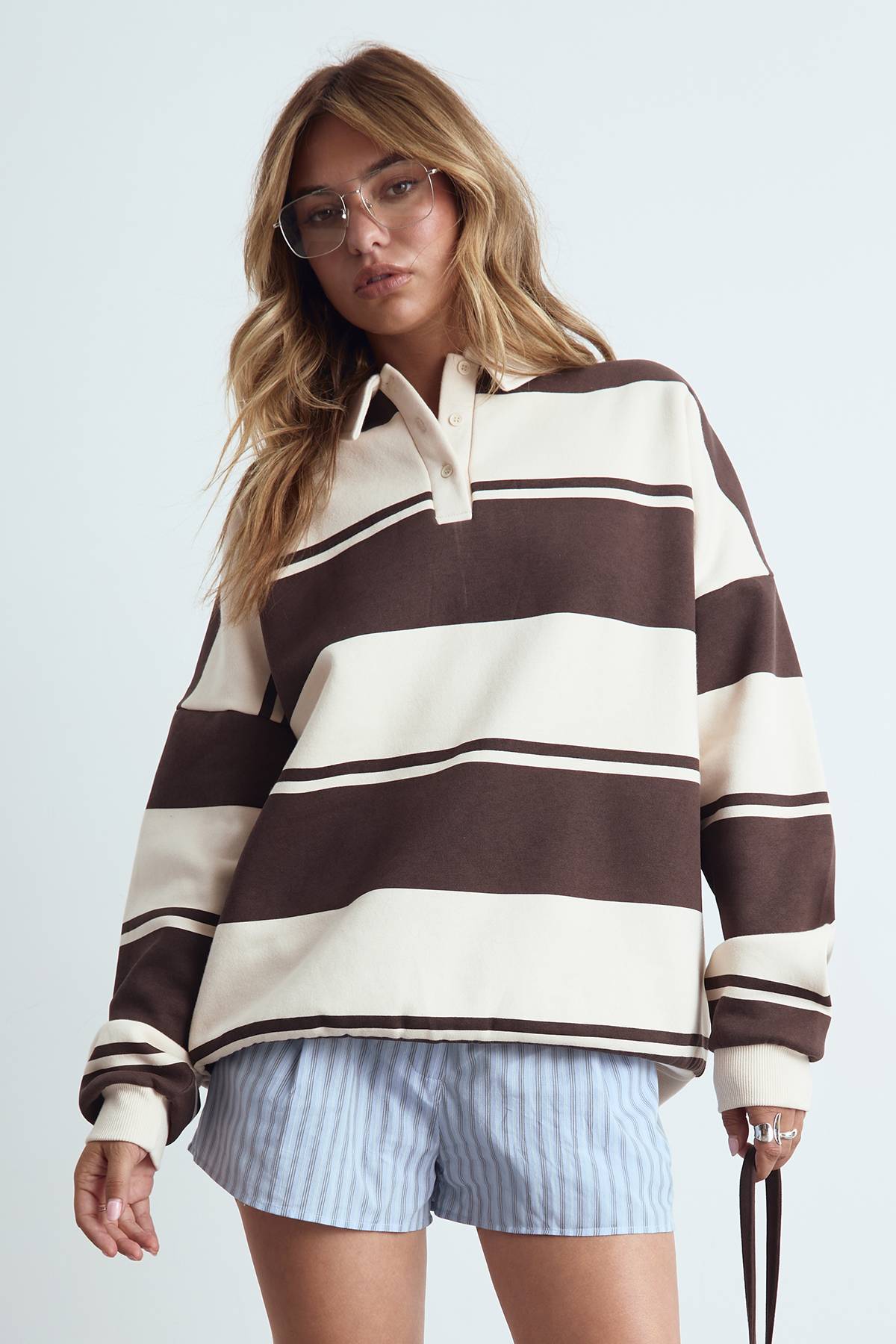 boohoo Sweat-shirt rugby rayé