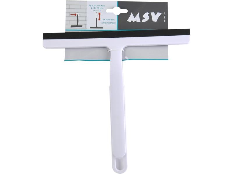 MSV Duschabzieher ausziehbar 24 bis 30 cm, Schwarz/Weiss Duschkabinenreiniger