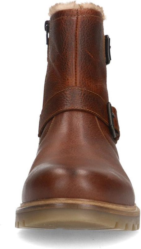 Manfield - Heren - Cognac Leren Boots - Leren - Met Gespjes en Ritssluiting