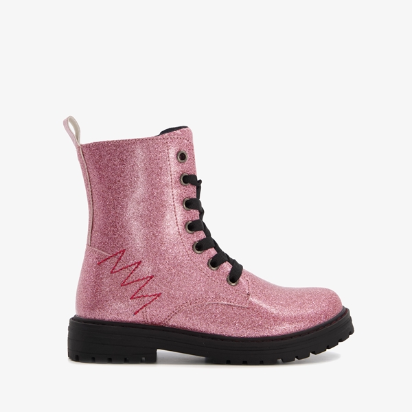 Blue Box meisjes veterboots roze met glitters