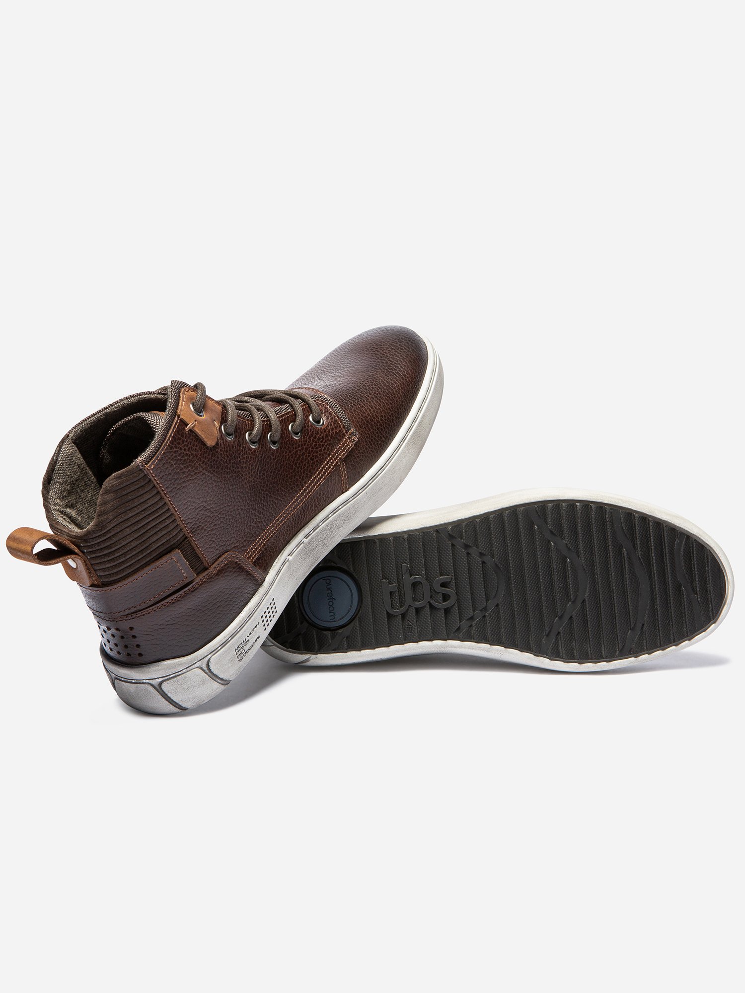 Baskets Montantes Homme Purefoam Cuir Marron Foncé