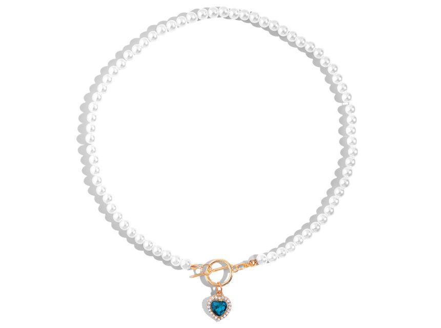 Gemsha - Kunstparelketting met strass-hartjes en hart