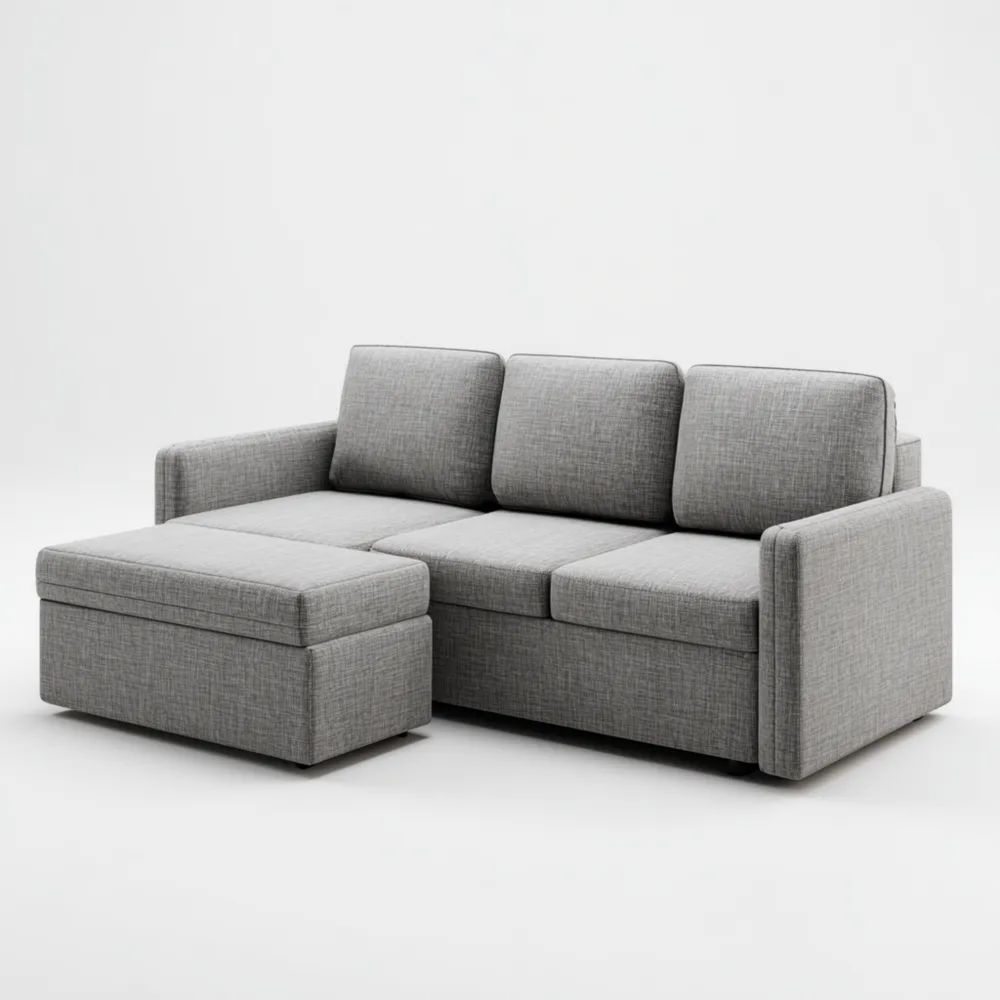 Ecksofa Stoff 200x140x85 cm – Hellgrau – Modernes Design