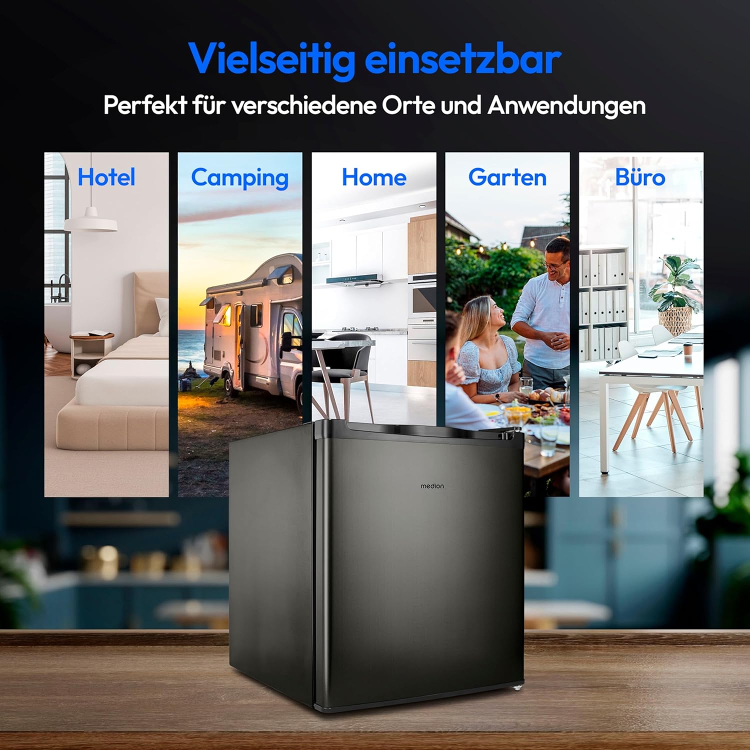 MEDION Mini Gefrierschrank (33 Liter Nutzinhalt, 51cm hoch, höhenverstellbare Füße, Griffmulde, manuelle Temperatureinstellung, Stern-Einstufung 4 Sterne, MD37675) grau