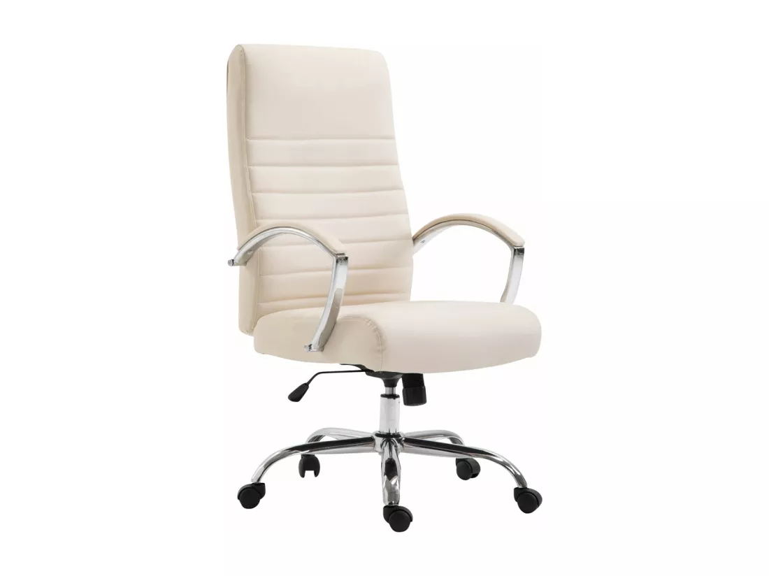 Chaise de bureau - Similicuir & Métal chromé - Crème - Valais