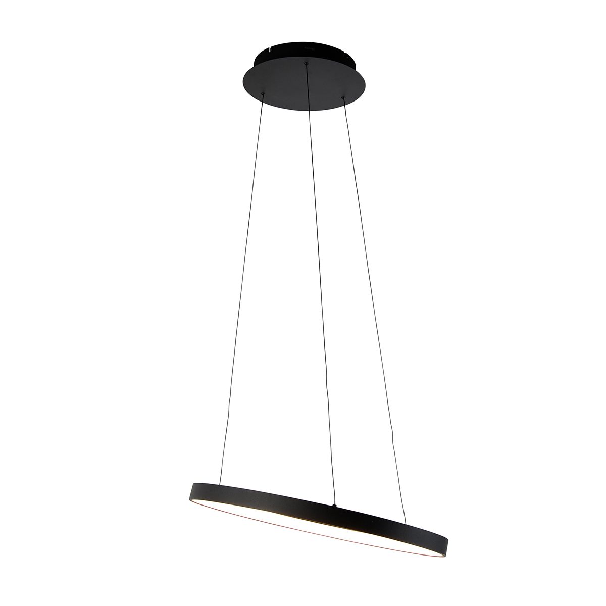 Design hanglamp zwart incl. LED dimbaar easylift - Hoop