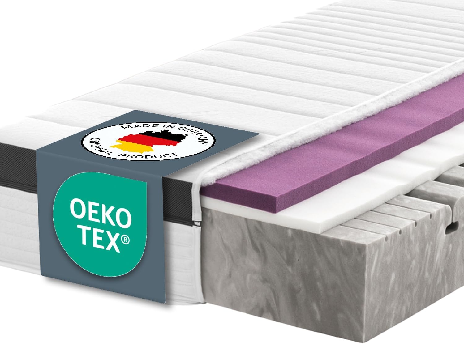 Ravensberger Matratzen Struktura-MED Gel Komfortschaummatratze – 7-Zonen – 180 x 200 cm – Härtegrad H3 – mit Gel-Auflage – waschbarer Tencel-Bezug – Oeko-TEX® Zertifiziert – produziert in Deutschland
