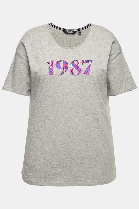 T-Shirt, Zahlen, Oversized, Rundhals, Halbarm