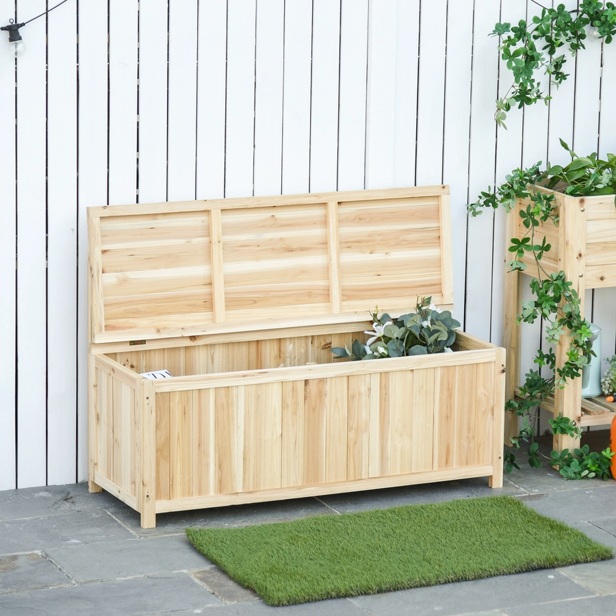 Outsunny Gartenbank mit Stauraum natur