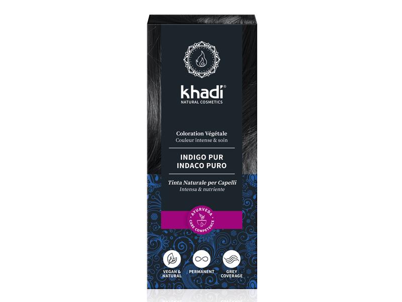 khadi Haarcoloration     Pflanzenhaarfarbe Reines Indigo 10 Intensive Pflanzenfarbe Blau Schwarz