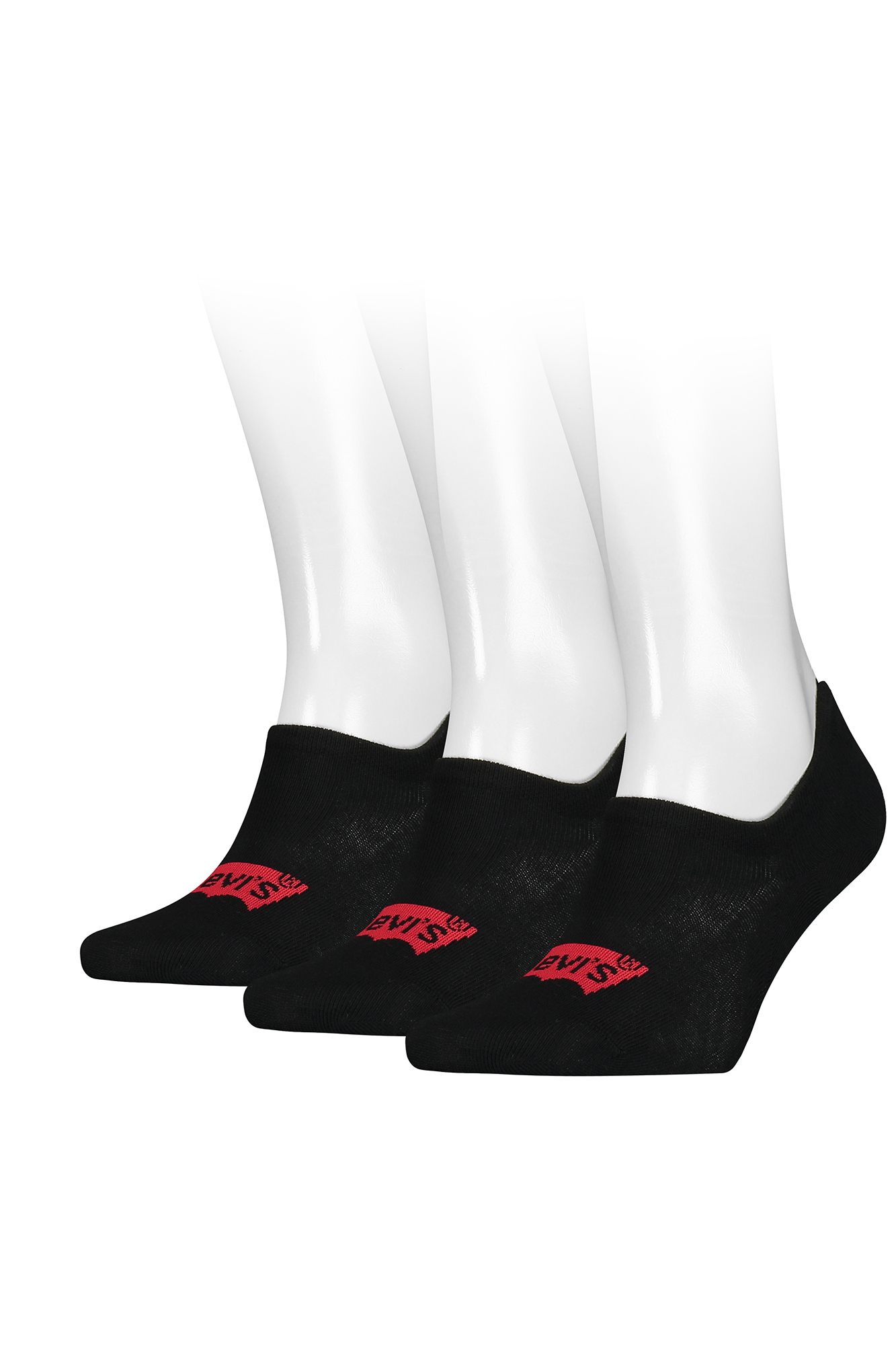 Pacote com 3 pares de meias invisíveis unissex Levi's™ com o logotipo de asa de morcego.