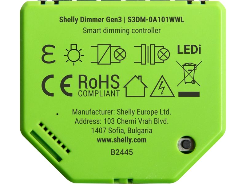 Shelly WLAN-Dimmaktor Dimmer Gen3 Einkanaliger intelligenter Dimm-Controller