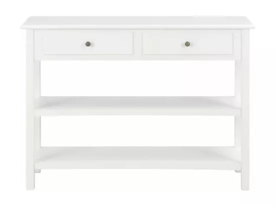Console 2 tiroirs bois blanc Shak