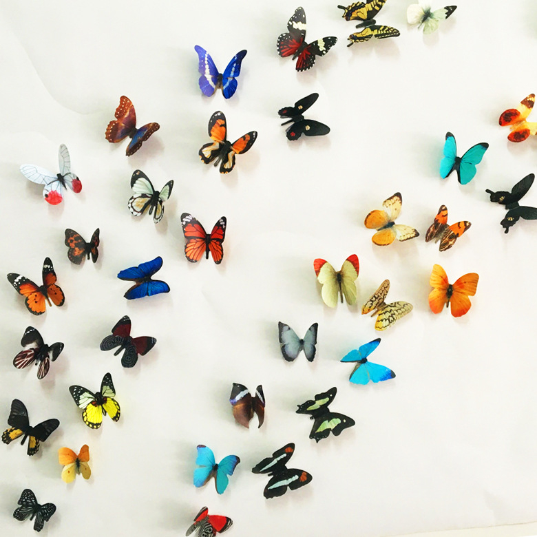 (19er Set) 3D Schmetterling Sticker Bastel Aufkleber Home Deko für Wände / Geschenke - Assortiert