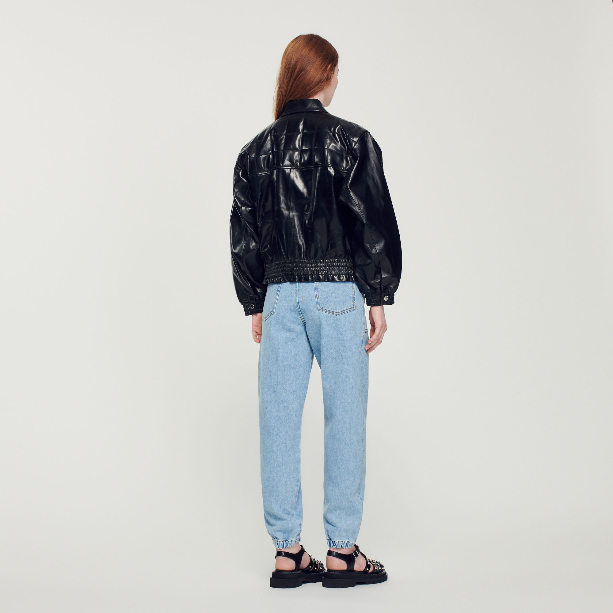 Veste en cuir lisse