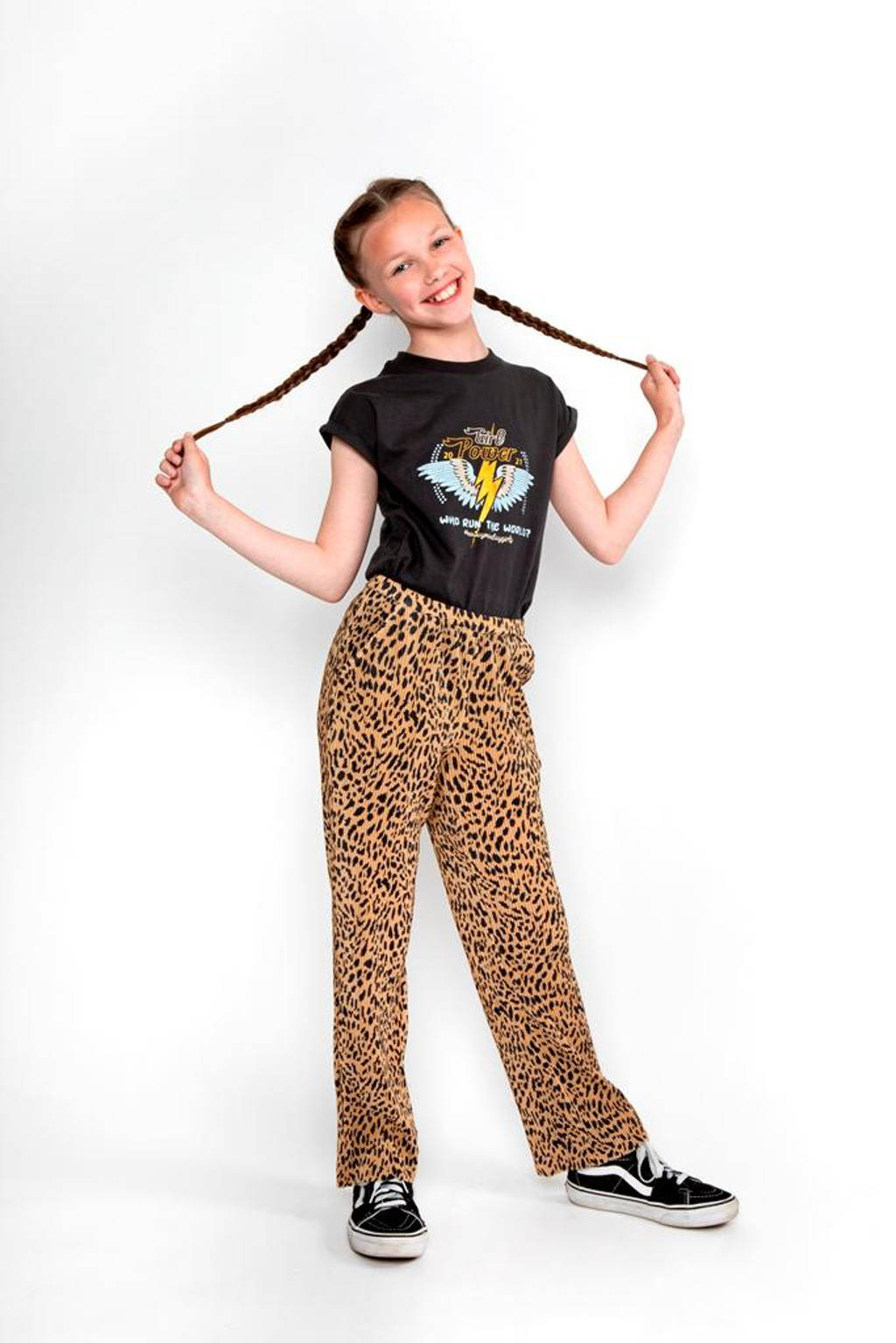 No Way Monday T-shirt met printopdruk donkergrijs
