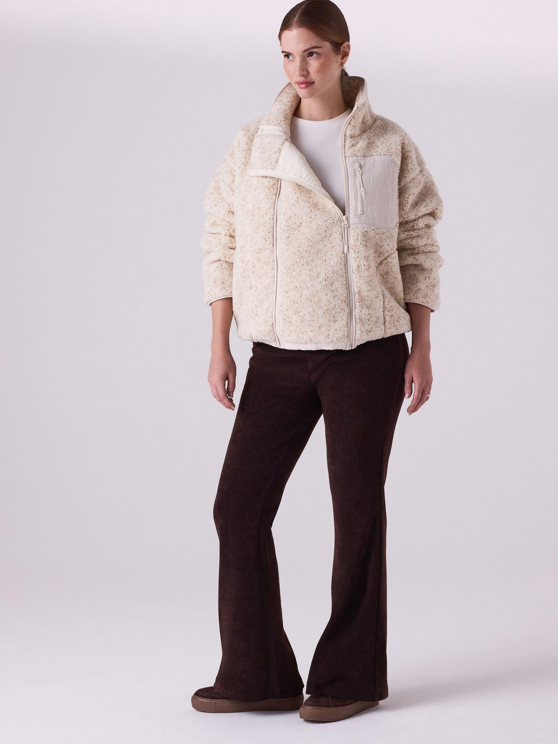 Chocoladebruin - Maternity Cord Flare Trousers
