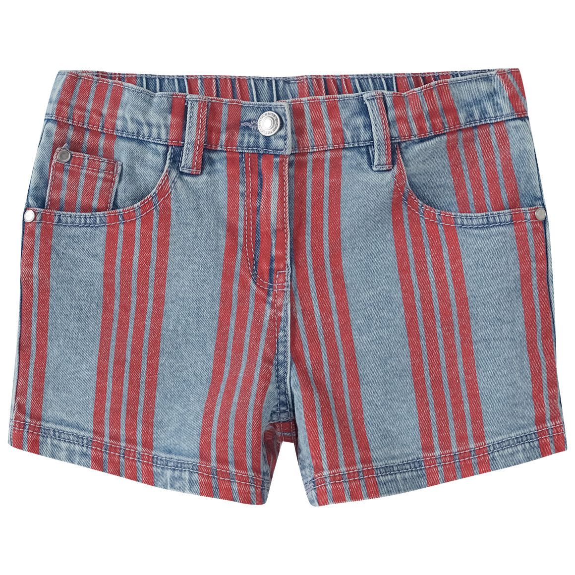 Jonas Nielsen Mädchen Jeansshorts mit Streifen-Allover hellblau