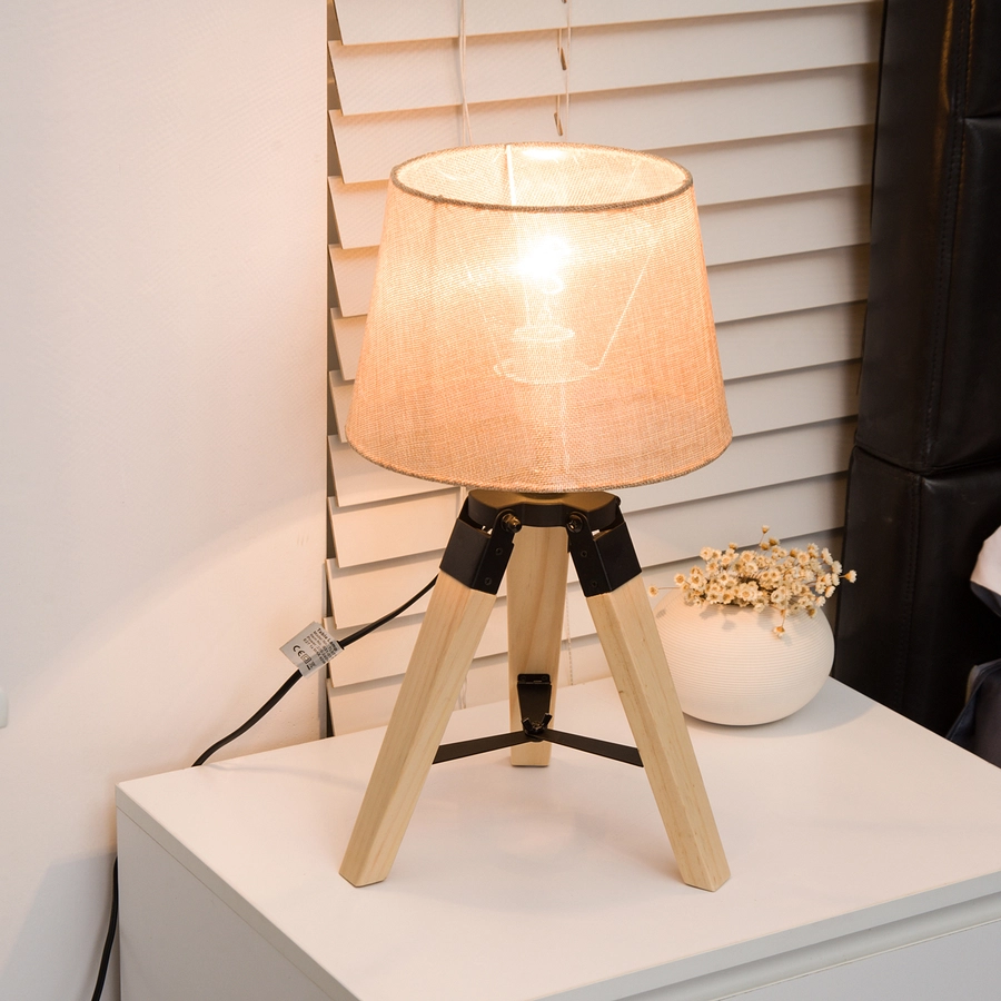 HOMCOM Tischlampe natur, beige