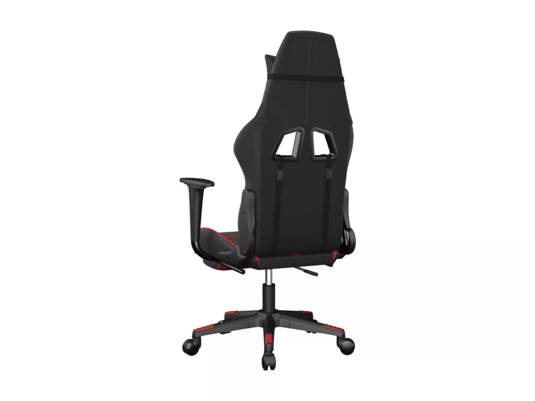 Chaise de jeu avec repose-pied Noir et rouge Similicuir