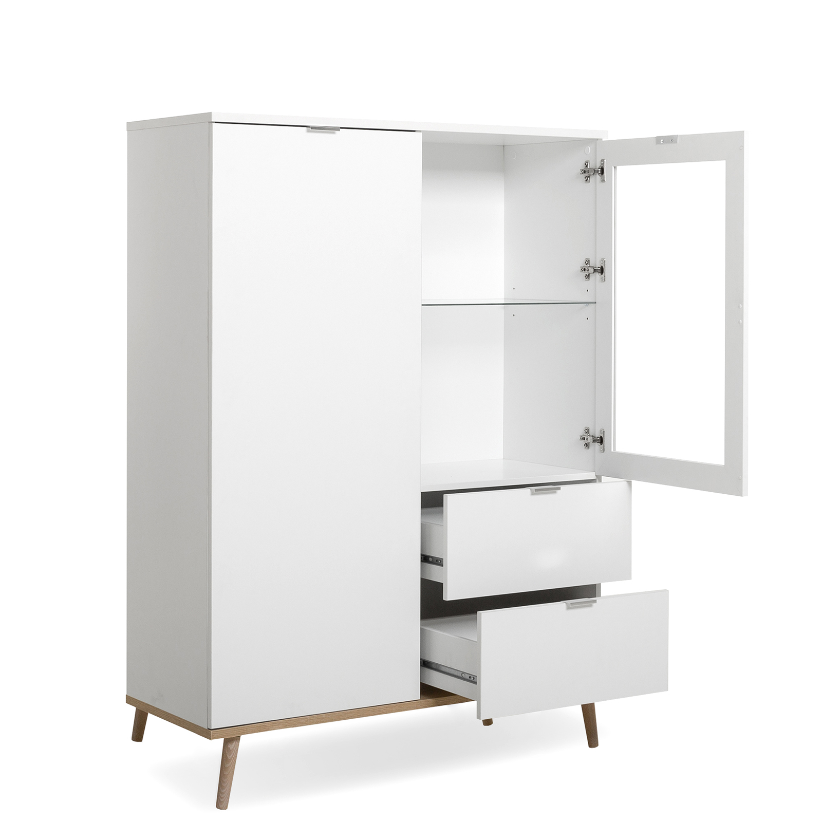 Highboardvitrine GÖTEBORG - weiß-Sonoma Eiche - 100 cm breit