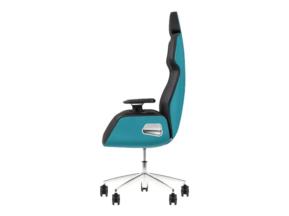 Thermaltake ARGENT E700 - Stol - ergonomisk - høj ryg - armstøtter - T-formet - vippe - drejeled - aluminiumlegering, perforeret læder, højdensistets støbt skum - sort, Oceanblå