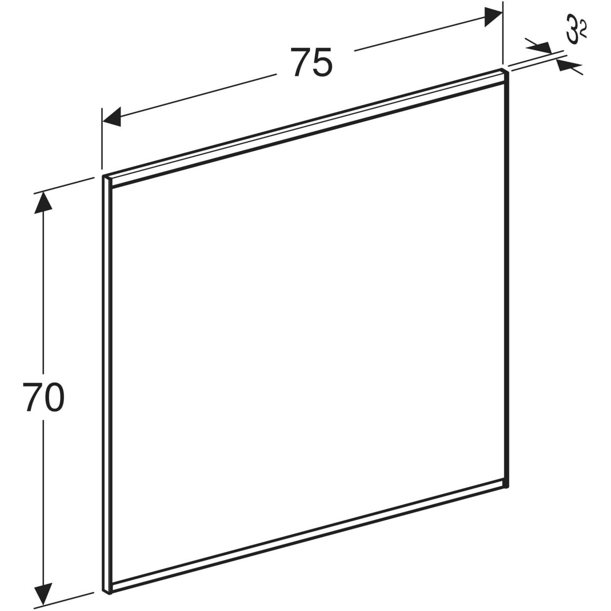 Geberit Option spiegel met verlichting en verwarming 75x70cm zwart