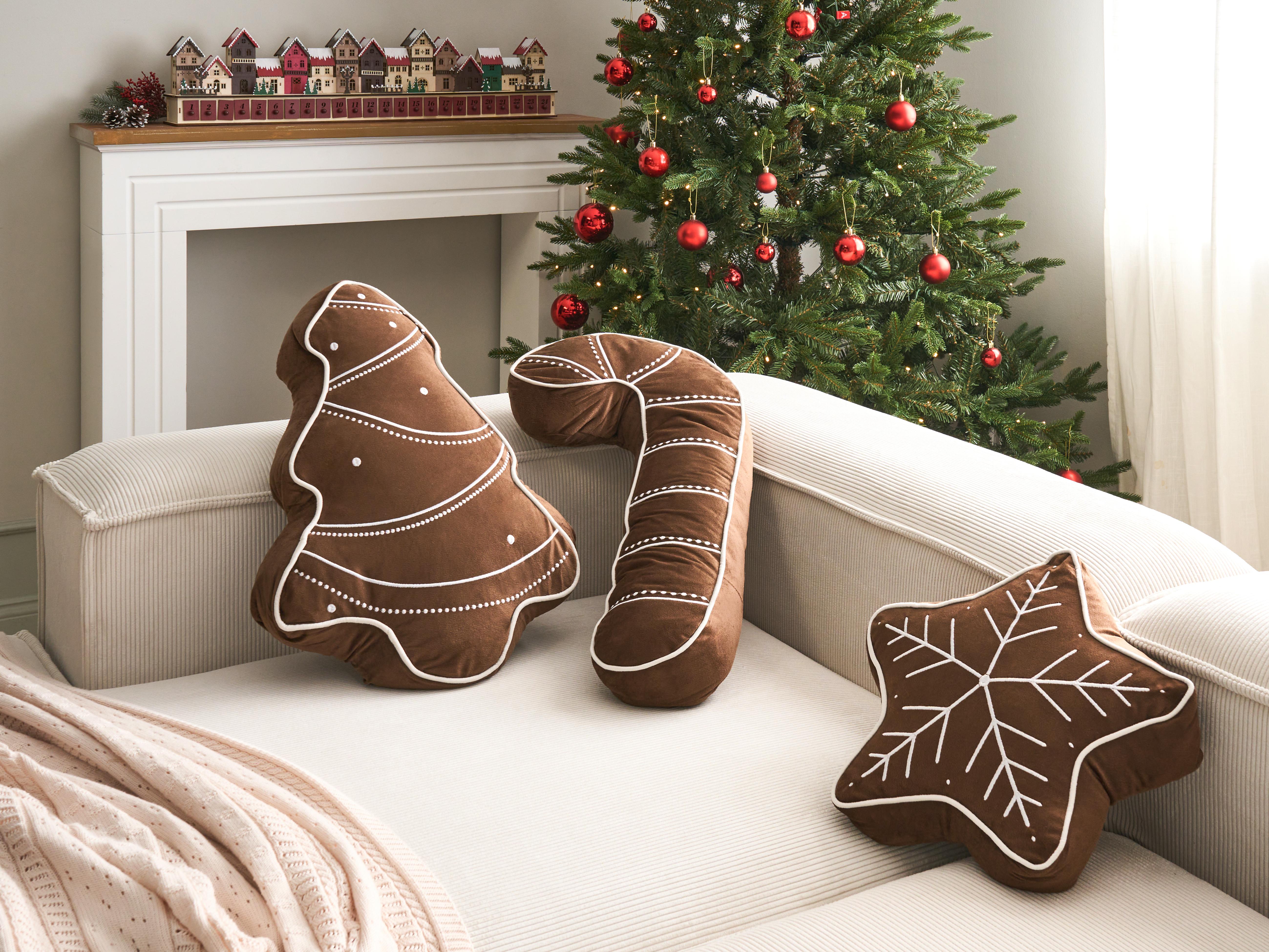 Set van 3 sierkussens JOLLYTRIO Fluweel 35 x 70 cm 40 x 60 cm 40 x 40 cm Bruin kerstmotief
