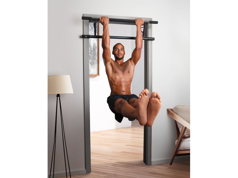 FitEngine Klimmzugstange Multi Door Gym, Schwarz Klimmzugstange geeignet für Boden- und Türmontage