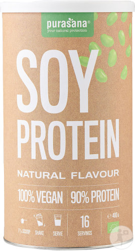 Purasana Vegan Protéines Végétales Soja 90% Goût Naturel Bio Poudre 400g