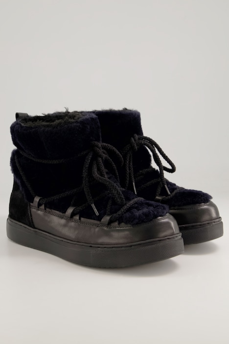 Leder-Snowboots, Nappaleder, FakeFur, Weite H