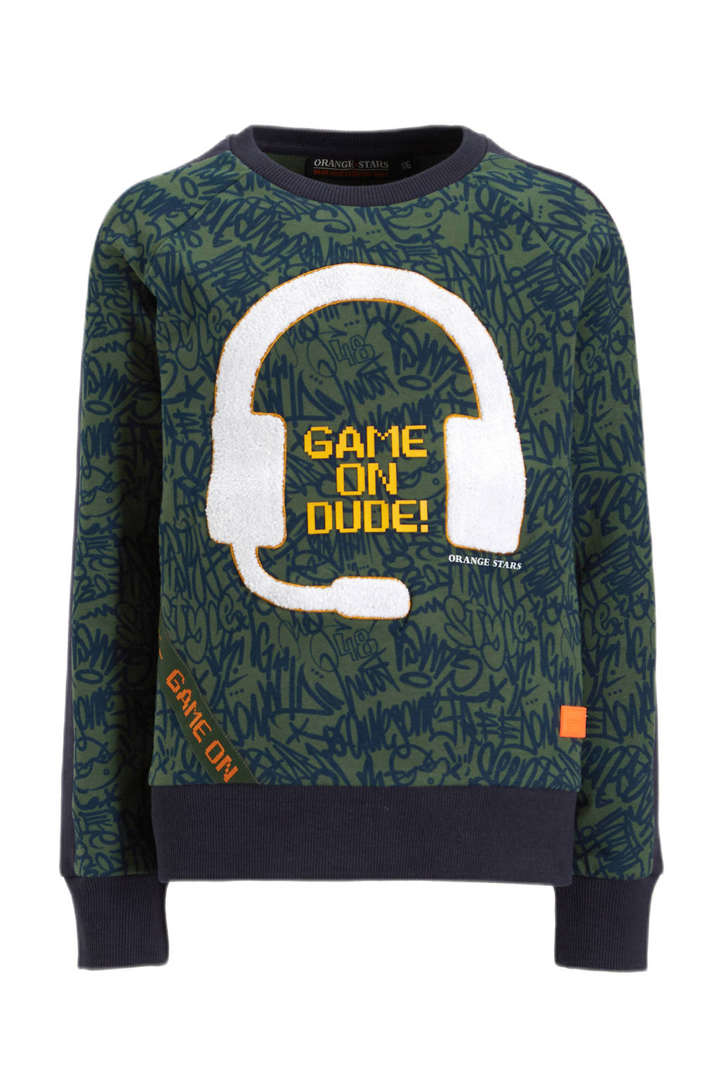 Orange Stars sweater Norman met printopdruk groen