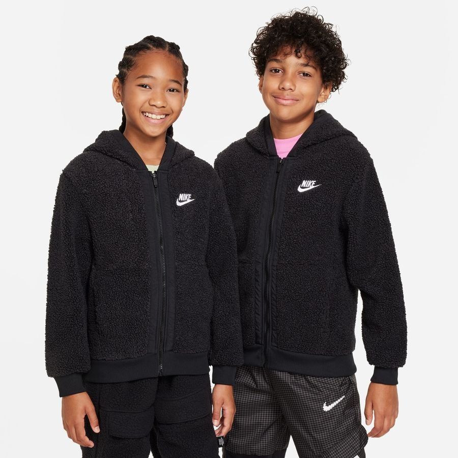 Nike Sweat à Capuche NSW Club Fleece FZ Winterized - Noir/Blanc Enfant