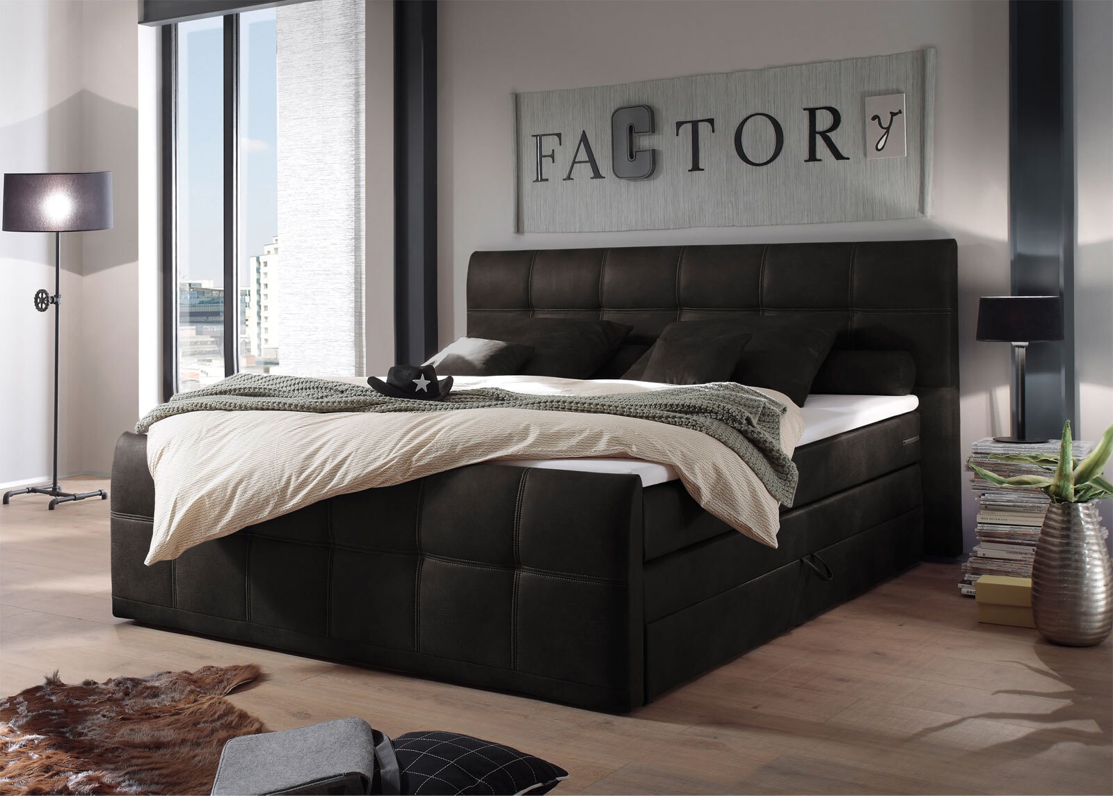 Boxspringbett NILS 180 x 200 cm anthrazit