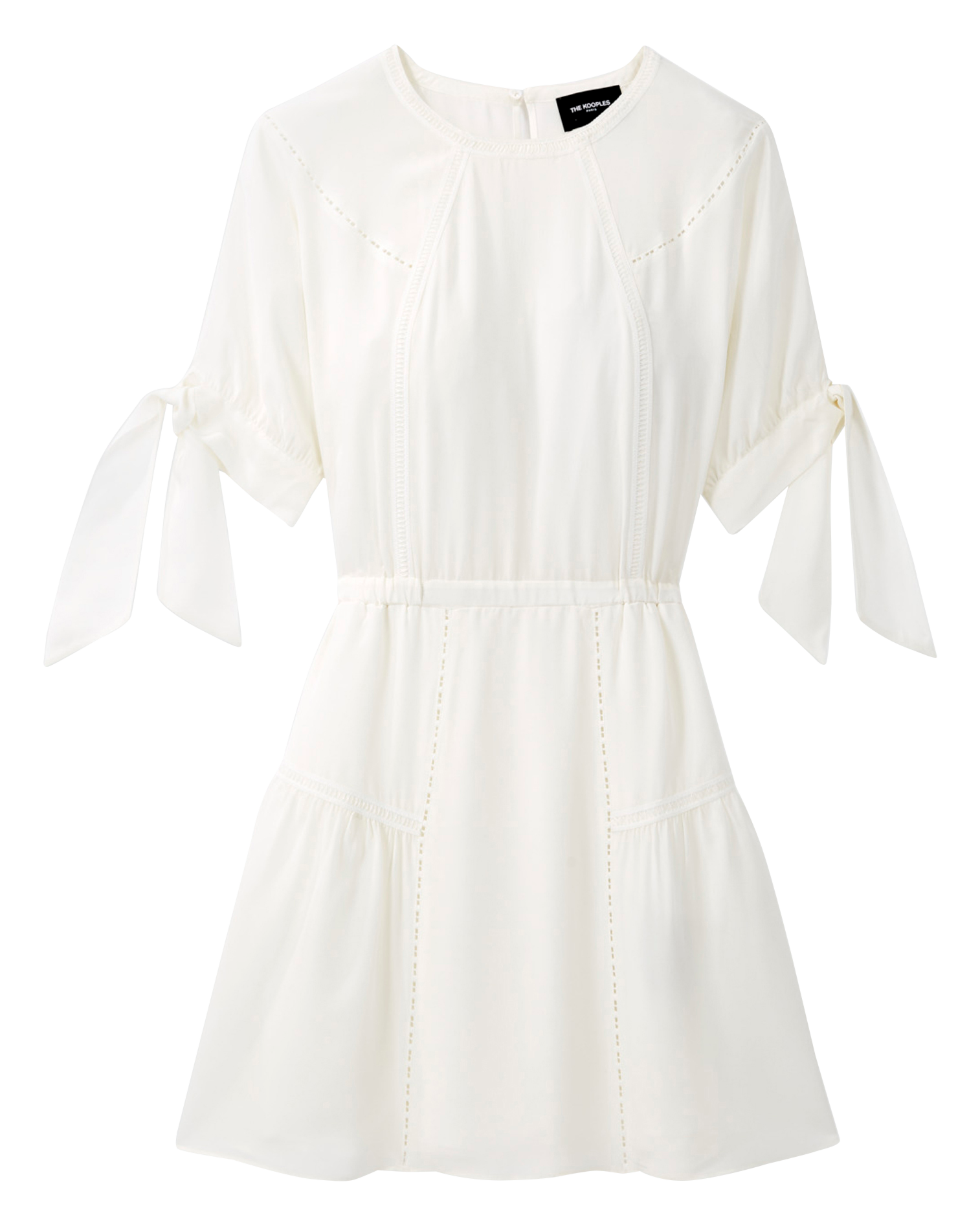 Robe courte cintrée en soie| Blanc